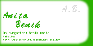 anita benik business card